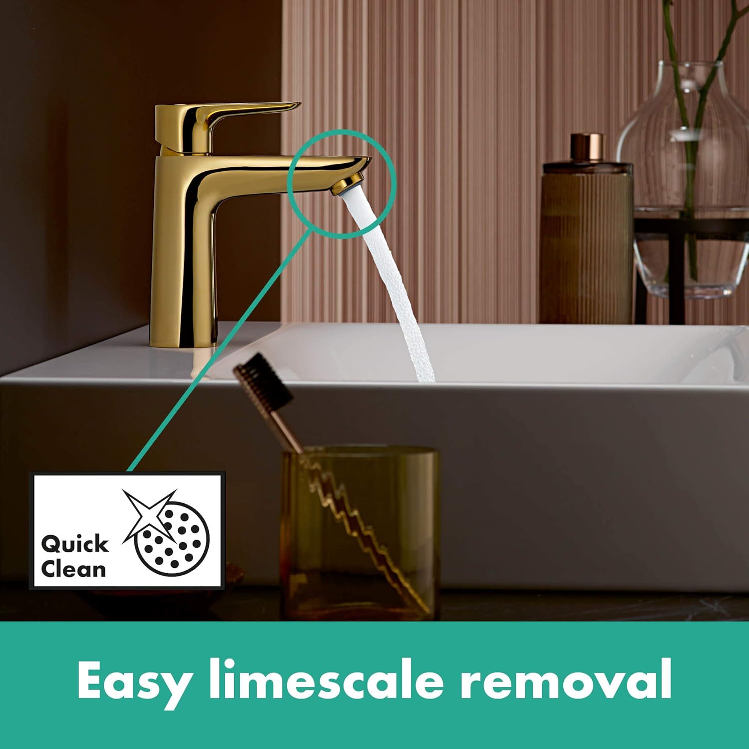 Hansgrohe Talis E Single Lever Basin Mixer 110 With Pop-Up Waste, Polished Gold-Optic, 71710990, Polished Gold Optic - Image 5