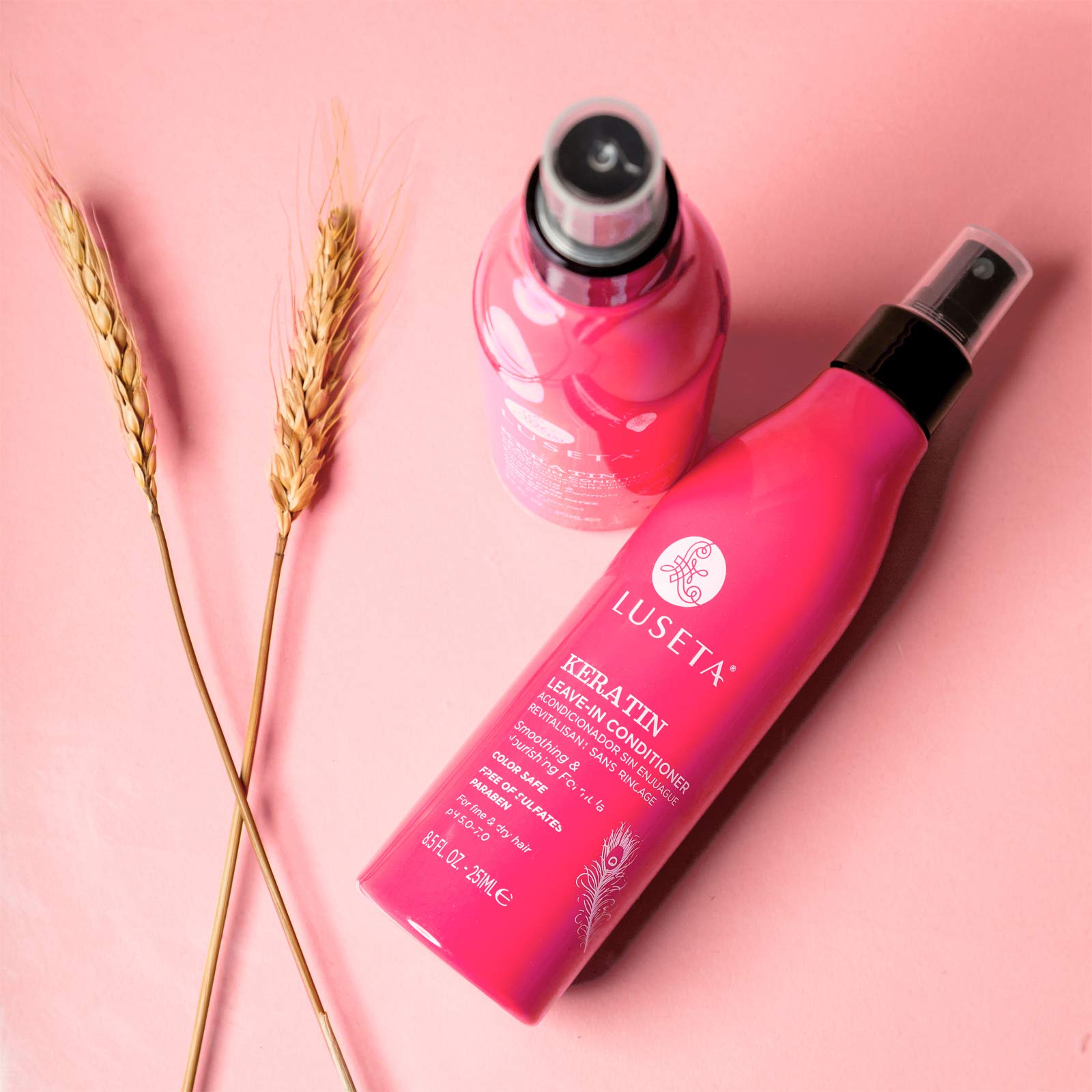 Luseta Keratin Leave in Conditioner, Anti Frizz Conditioning for Curly Hair,Detangling Strengthening Smoothing Moisturizing Repair Treatment for Dry Damaged Hair,Sulfate Free Color Safe, 8.5Fl Oz