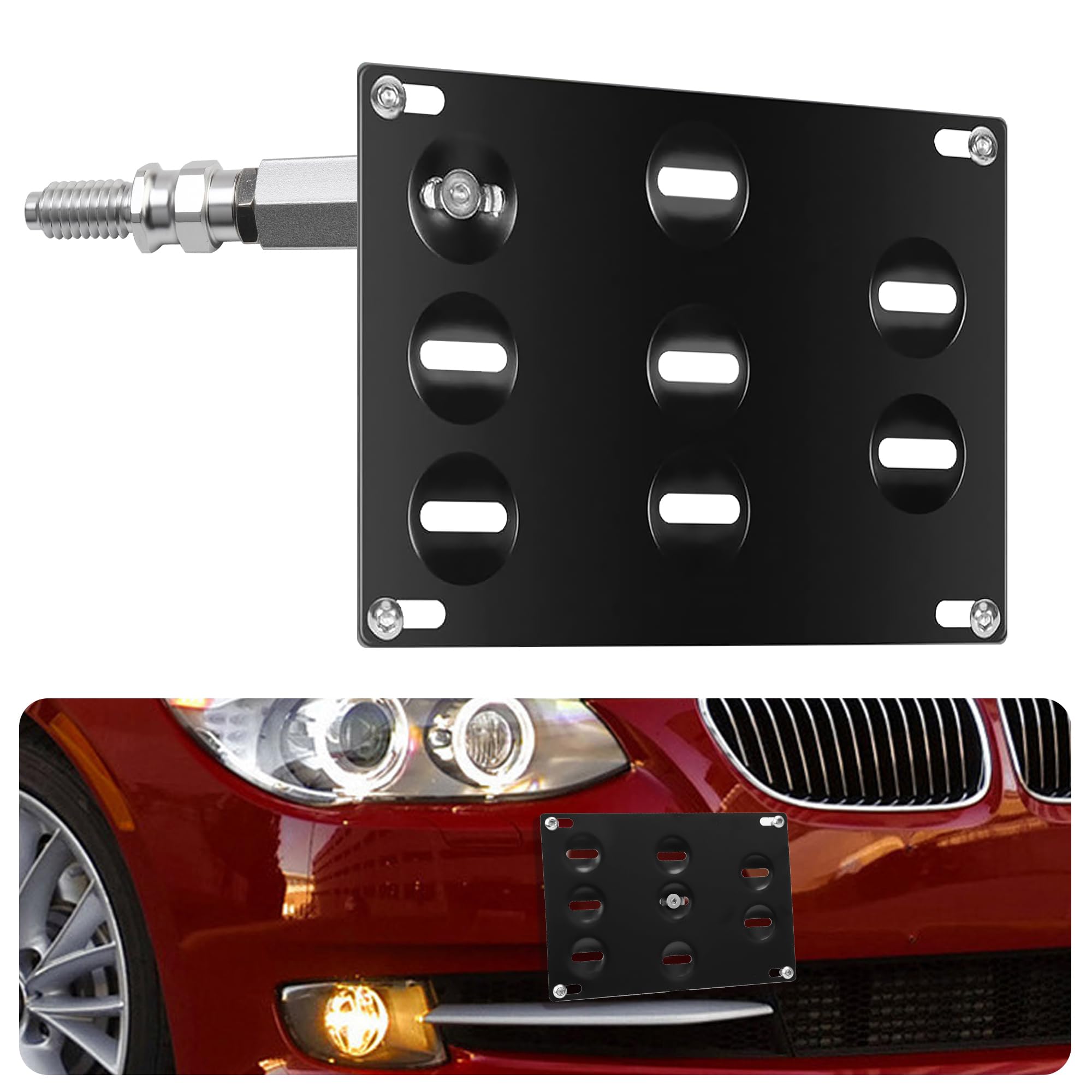 Photo 1 of CNSPEED Front Bumper Tow Hook License Plate Mount Bracket Holder Bolt Relocator for BMW E39 E46 E70 E71 E90 E91 E92 E93 1 3 5 Series M3 X5 X6