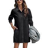 1212 LAKE + WOLFE Women Button Down Long Sleeve Casual Loose Solid Striped Women's Button Down Shirts Dresses