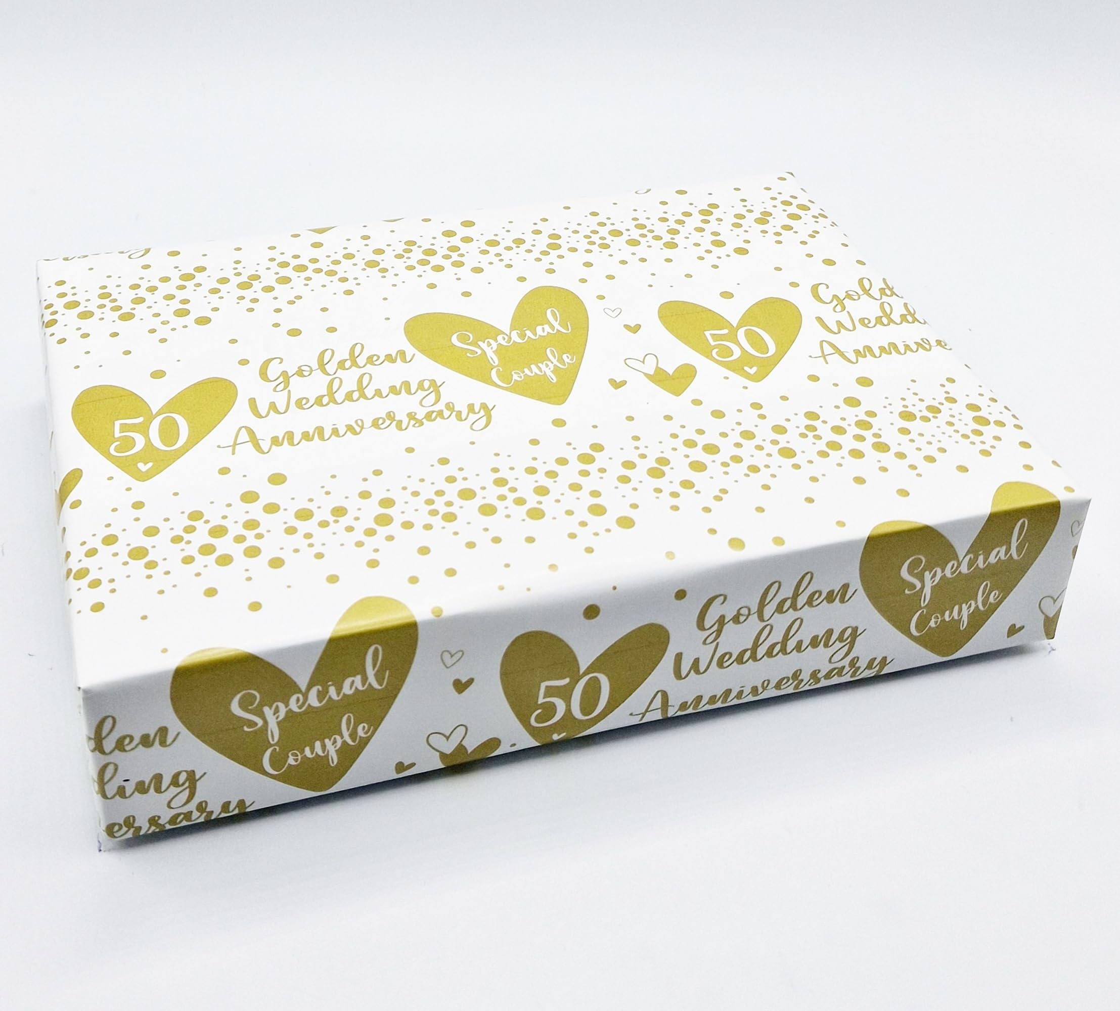4 Sheets + 4 Matching Gift Tags 50th Wedding Anniversary Wrapping Paper Golden Wedding Anniversary Giftwrap (BGC)
