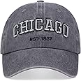 Chicago Hat for Men Women 3D Embroidery Vintage City Dad Hats Baseball Cap