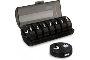Weekly Pill Organizer AM PM | 7 Day Travel Pill Case | Portable Vitamin Organizer with Removable Compartments | Moisture Resi