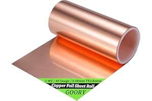GOORY Copper Foil Sheet Roll - 3Mil/40Gauge(0.08mm) 4in x 5ft Pure Thin Copper Sheet - ASTM B152 C11000 99.9+% Soft Flashing Roll for Crafting, Electrical, House Repair, DIY Project, Decoration