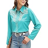 Western Shirts for Women Embroidered Long Sleeve Floral Button Up Rodeo Cowgirl Show Wear Ladies Clothes