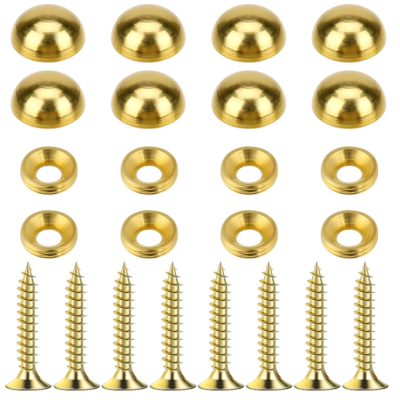 Mabor 8Pcs Decorative Screws with Caps, Pure Brass Mirror Fixing Screw Covers Gold Upholstery Tacks Self Tapping Screws for Furnitures Cabinet Mirrors Fixing Repairing