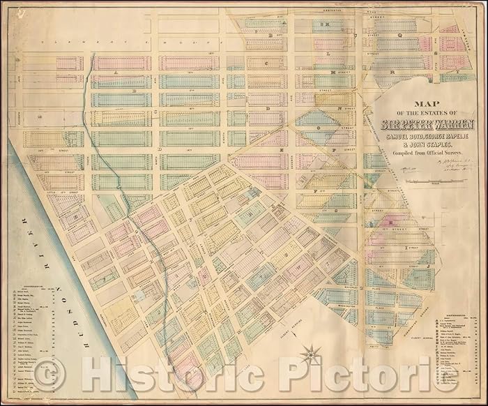 Historic Map - West Village and Meatpacking District, Manhattan, 1881, John Bute Holmes - Vintage Wall Art 44in x 37in