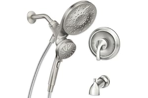 Moen Engage Magnetix Spot Resist Brushed Nickel Multi-Function Handshower and Rainfall Shower Head Trim Combo with Shower Han