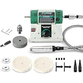 Flyrivergo Bench Buffer Polisher with Accessories Adjustable Variable Speed | Multi-Function Bench Lathe Grinder Polishing Machine Tool Kit for Jewelry, Wood, Silver, Amber, Metal, Jade DIY 110V