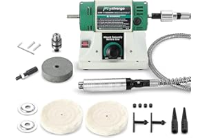 Flyrivergo Bench Buffer Polisher with Accessories Adjustable Variable Speed Multi-Function Bench Lathe Grinder Polishing Mach