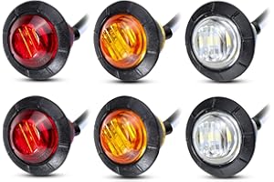 MADCATZ Meerkatt (Pack of 6) 3/4 Inch Round 2 Amber + 2 Red + 2 White LED Mini Side Marker Indicator Lights w/Grommets Truck Trailer 12V DC Universal