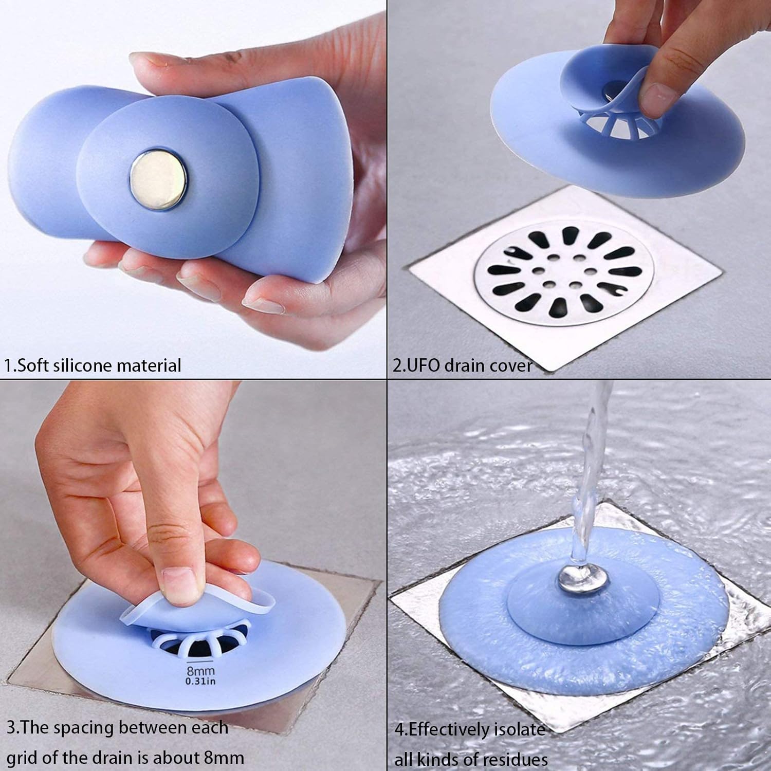 DAOSSU Tapón de Bañera Filtro de Silicona para Fregadero Tapón de