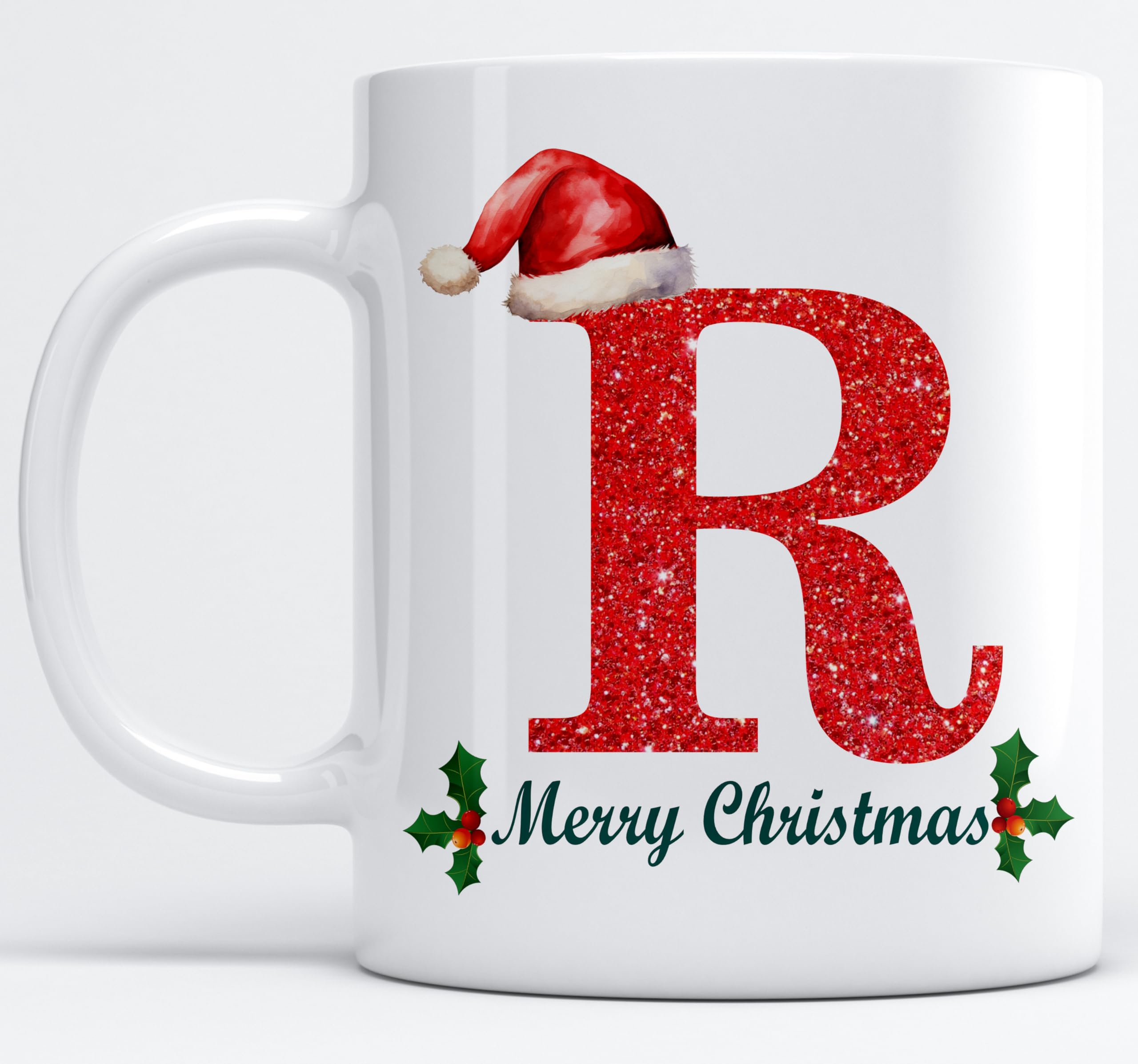 EKAM Personalised Mug Alphabet Letter R - Initial Mug with Letters - 11oz Ceramic Coffee/Tea Cup Gift for Christmas, Birthday, Secret Santa, Mother’s Day or Father’s Day Gift (Black - R)