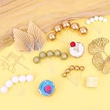 LARDUX Gold Cake Decorations Boho Toppers Palm Leaves Ball Insert 30 pcs view 9