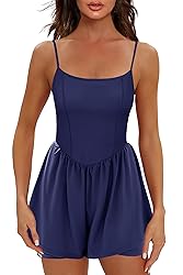 Ekouaer Womens Summer Sleeveless Workout Rompers