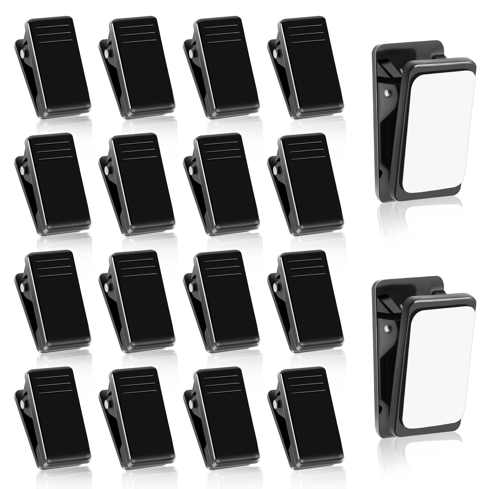 Photo 1 of 20 Pieces Self Adhesive Clips, Tapestry Hangers Clips Sticky Clips Wall Clips Light Clips Photo Clips Poster Clips Plastic Hanging Spring Clips for Office Poster Photo Decorations, Black