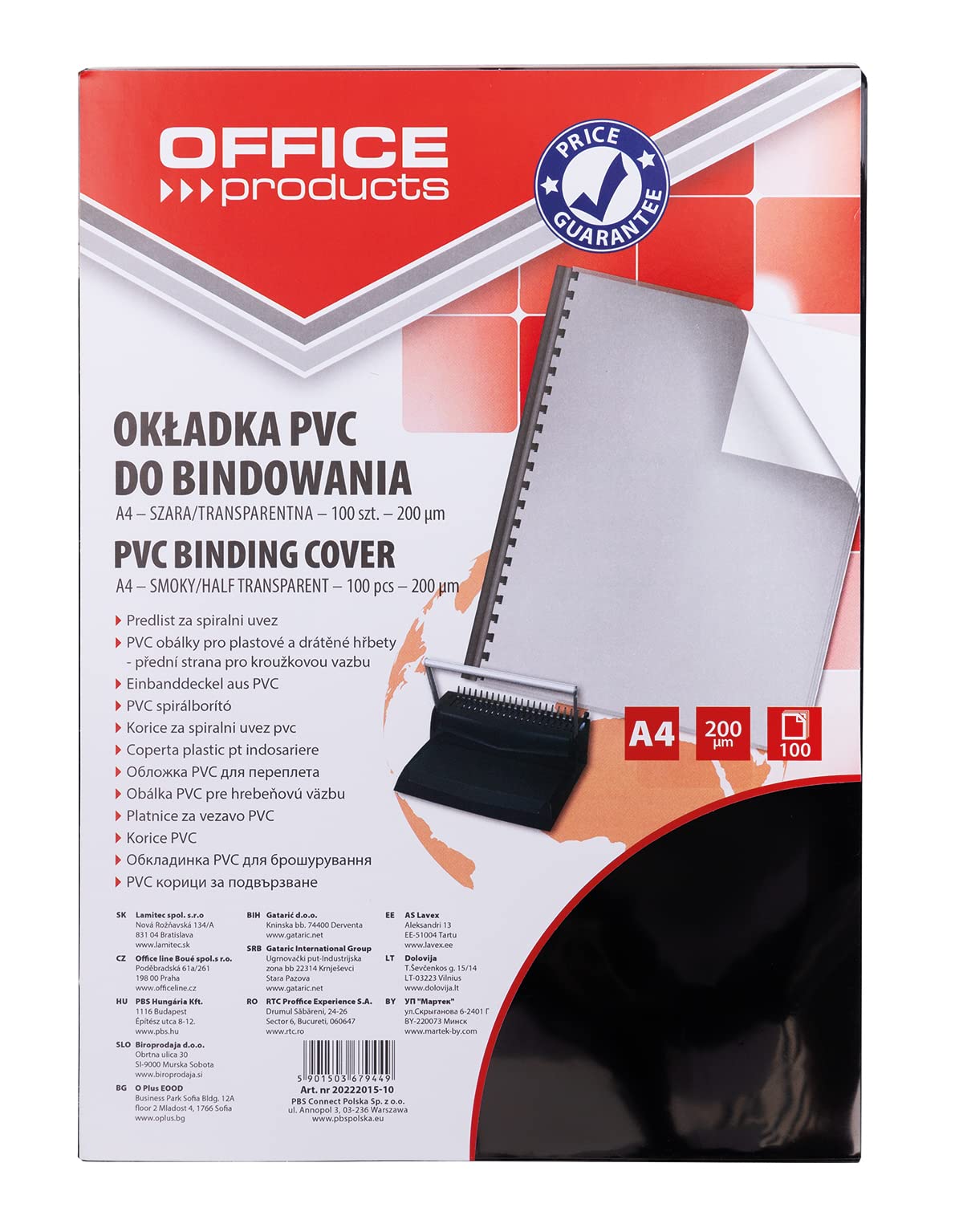 Binding Covers Office Products PVC A4 200 MICR 100 Pcs Grey Transparent/Presentation/Type-for Binding/Kind-Front, PVC/Material-PVC/Colour-Grey/Format-A4 / Thickness (mm)-200