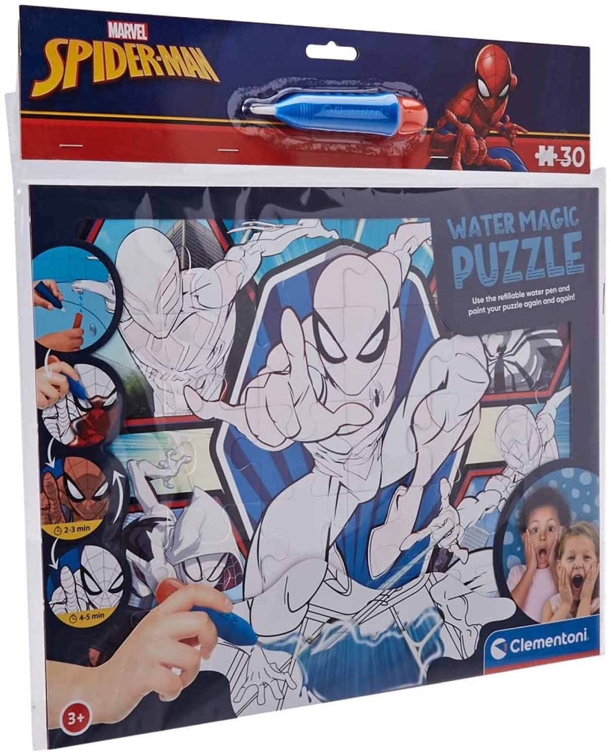 Clementoni 22706 Spiderman Water Reveal Marvel Spiderman-30 Pieces-Jigsaw Puzzle for Kids Age 3, Multicoloured