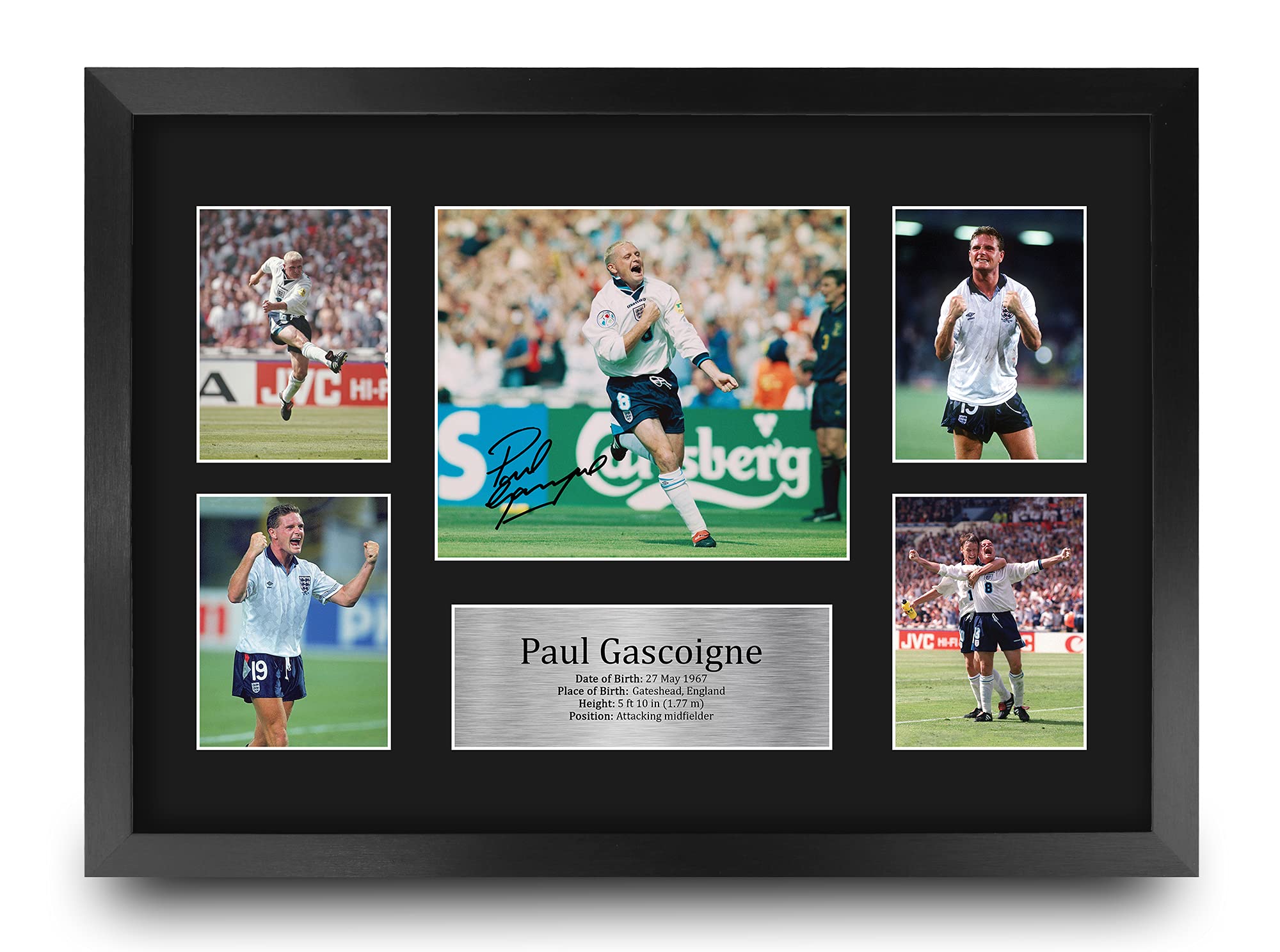 HWC Trading FR A3 Paul Gascoigne England Gazza Gifts Printed Signed Autograph Picture for Football Fans and Supporters - A3 Framed
