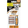 BIC Flex 5 Refillable Men's 5 Blade Disposable Razors, For a Smooth and Comfortable Shave, Disposable Razors For Men, 3 Cartr