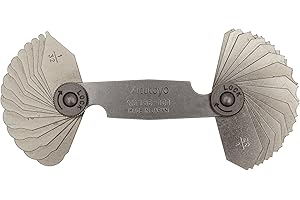 Mitutoyo 186-101, Radius Gage Set, 15 Pairs of Leaves, 1/32 to 1/4 by 64ths