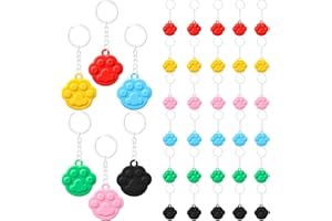 Weecent 36 Pcs Paw Print Keychain Paw Print Party Favors Dog Cat Birthday Party Supplies Favors for Pets Puppy Dog Pals Birthday Decorations, 6 Colors