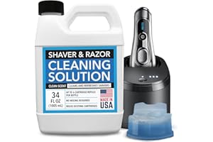 IMPRESA Shaver & Razor Cleaning Solution - 34 Fl Oz Liquid Refill - Compatible with Braun Clean & Renew Series 3, 7 & 9 Cartridges - Scent-Free Shaver Cleaning Liquid