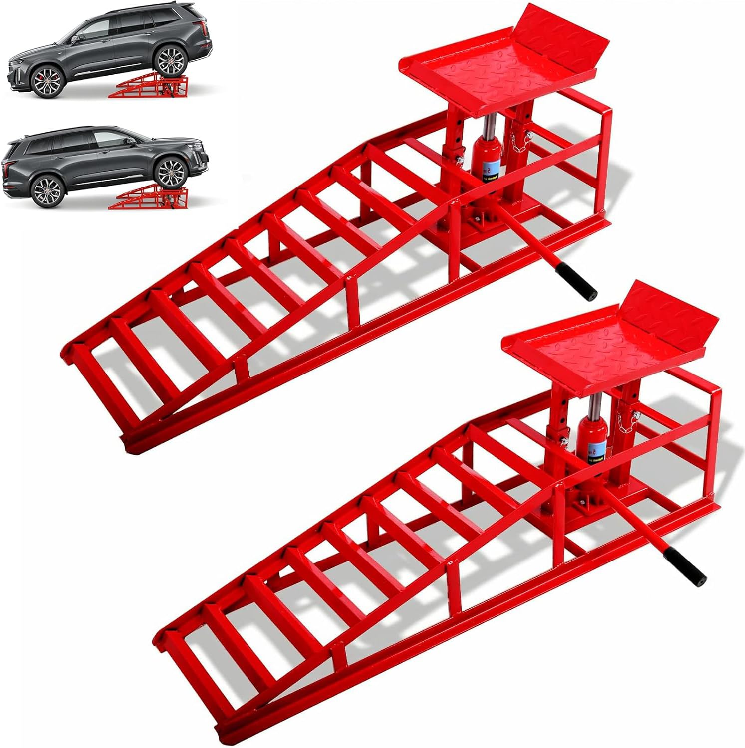 Drive Car Ramps 2 Packs Hydraulic Car Ramps for Oil Changes Drive Up Car Ramps With ...