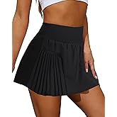 AGAPENG Pleated Tennis Skirt for Women with Pockets Shorts High Waisted Athletic Golf Skorts Skirts Running Workout Casual