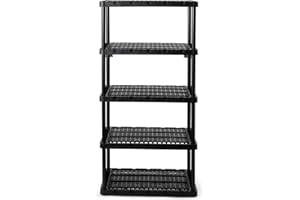 Gracious Living 5 Shelf Knect-A-Shelf Ventilated Heavy Duty Storage Unit 18 x 36 x 72 Organizer System for Home, Garage, Basement & Laundry, Black