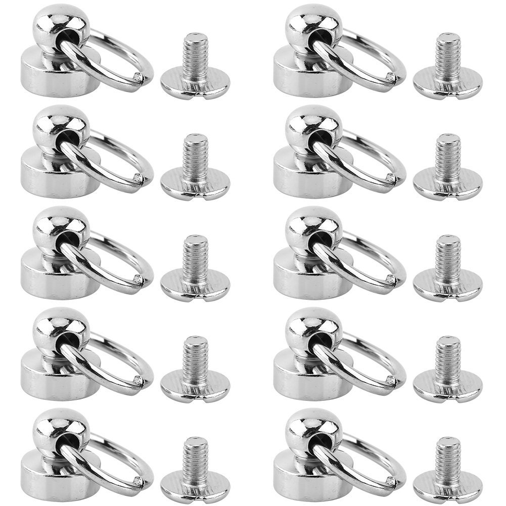 Hilitand 10 Pcs Brass Rivet Studs Screw, Leather Craft Rivets, Back Round Ring Head Leathercraft Parts for Leather Crafts and Clothes Making