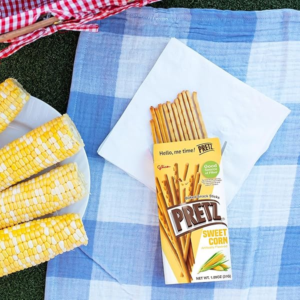 PRETZ SWEET CORN BISCUIT STICKS – REAL CORN FLAVOR WITH A CRUNCHY BITE, IDEAL SAVORY SNACK – 5-PACK (31G/1.09OZ EACH)
