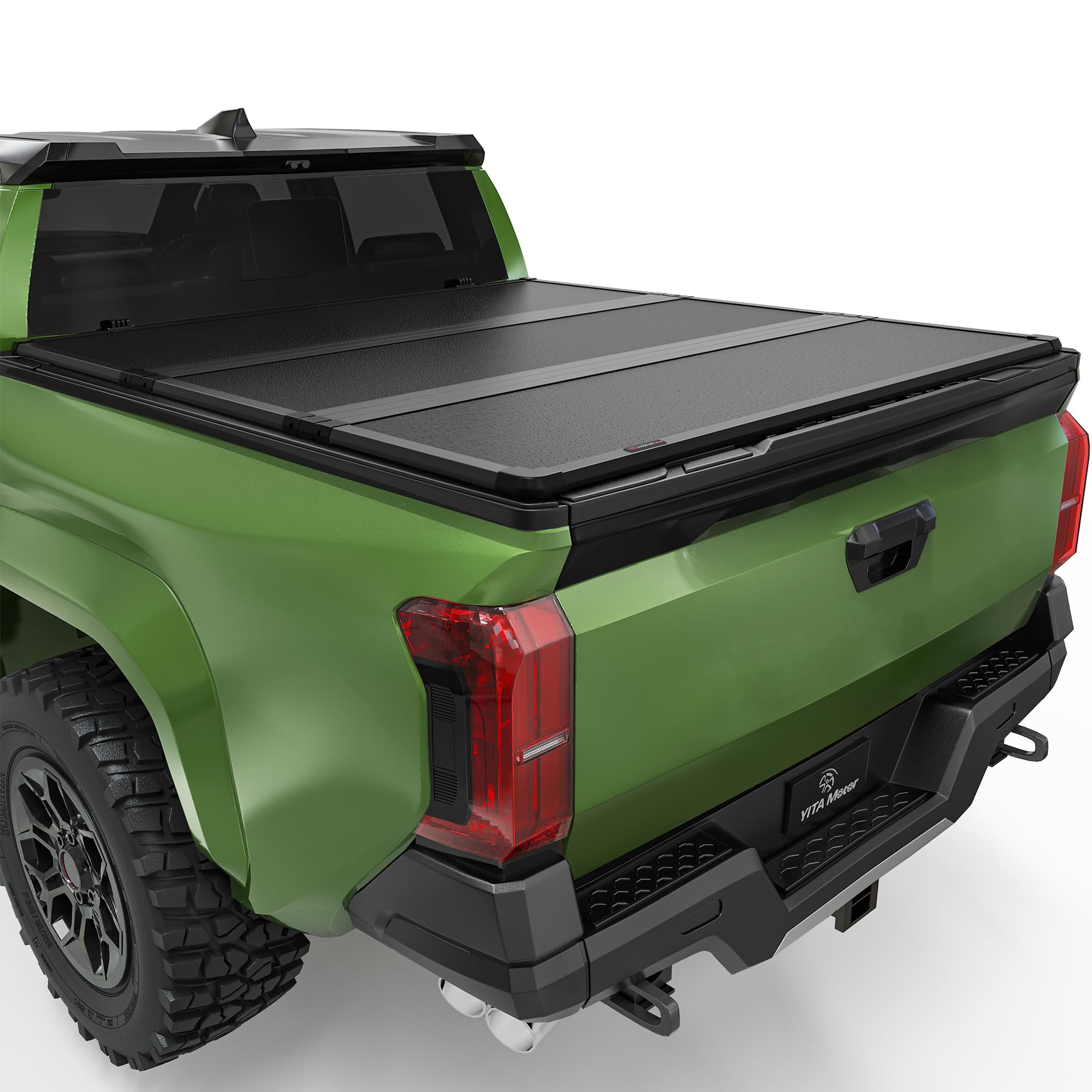Photo 1 of YITAMOTOR FRP Hard Tri Fold Truck Bed Tonneau Cover Fits for Toyota Tacoma 2024 2025 5 ft Bed (Excl. Trail Edition) with Deck Rail System