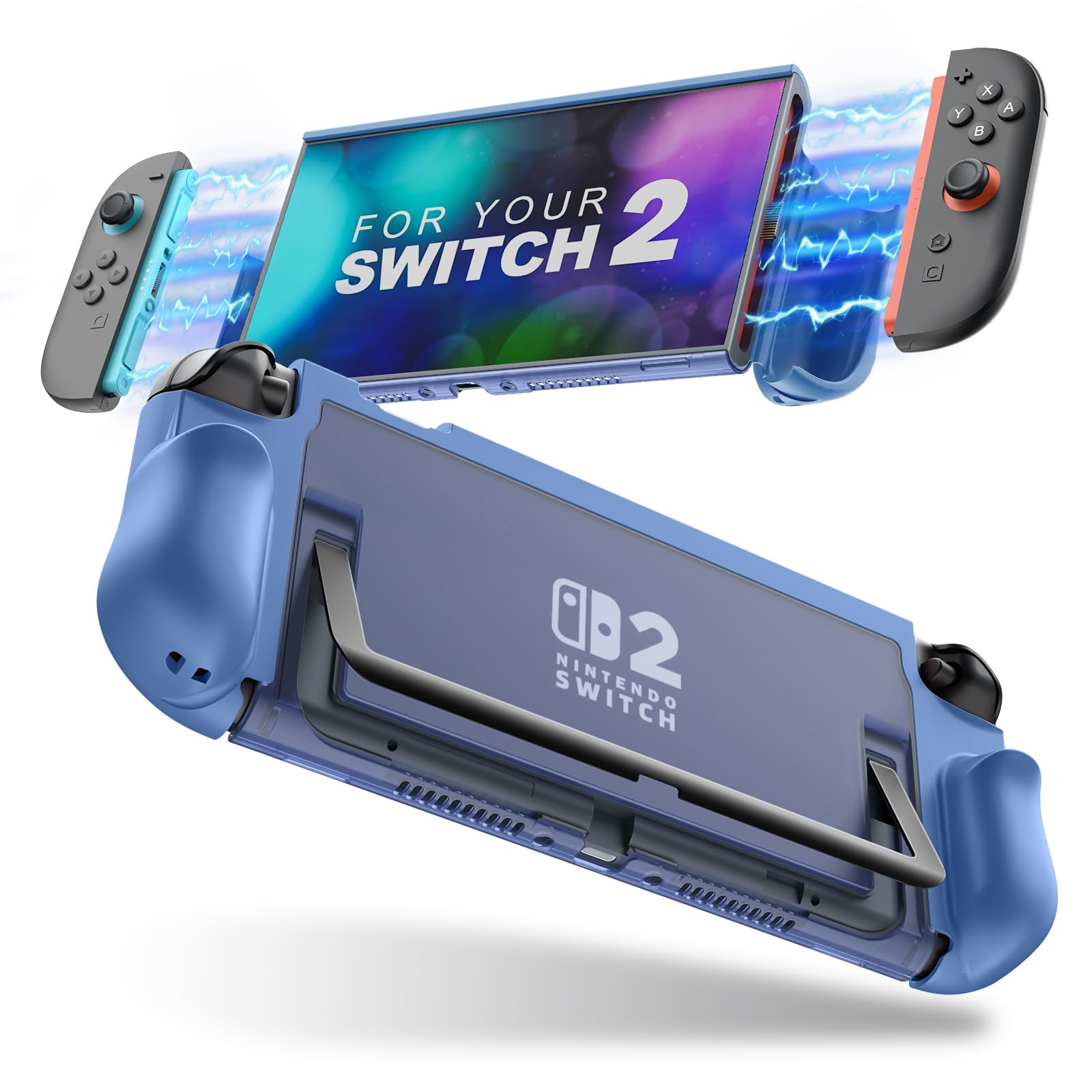 TiMOVO Dockable Case for Nintendo Switch 2 2025, TPU Grip Protective Case Accessories with Quick-Release Joycon Design for Switch 2, Anti-Scratch Shockproof Console Hard Cover, Blue