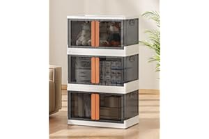 Storage Bins With Lids Folding Storage Boxes With Wheels, Collapsible Closet Organizers Stackable Storage Bin For Clothing, B