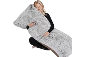 ZonLi Fluffy Body Pillow, Full Body Pillows for Adults, Long Pillow for Sleeping with Removable Cover and Adjustable Filling for Side Sleeper & Pregnancy, Large and Firm, Machine Washable (Coffee)