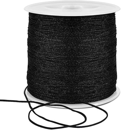 TONIFUL 1mm Black Nylon Cord Satin String for Jewelry Making 100m Beading Thread