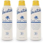 Vacation Classic Spray Sunscreen SPF 30 3-Pack, Broad Spectrum Sunscreen Spray, Vegan Sunblock Spray, Body Lotion with SPF, S