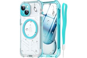 Haireca for iPhone 15 Waterproof Case, [Built-in Lens & Screen Protector] [IP68 Underwater] [15FT Military Shockproof], Frosted Back Full Body Protection 15 Phone Case 6.1", Teal