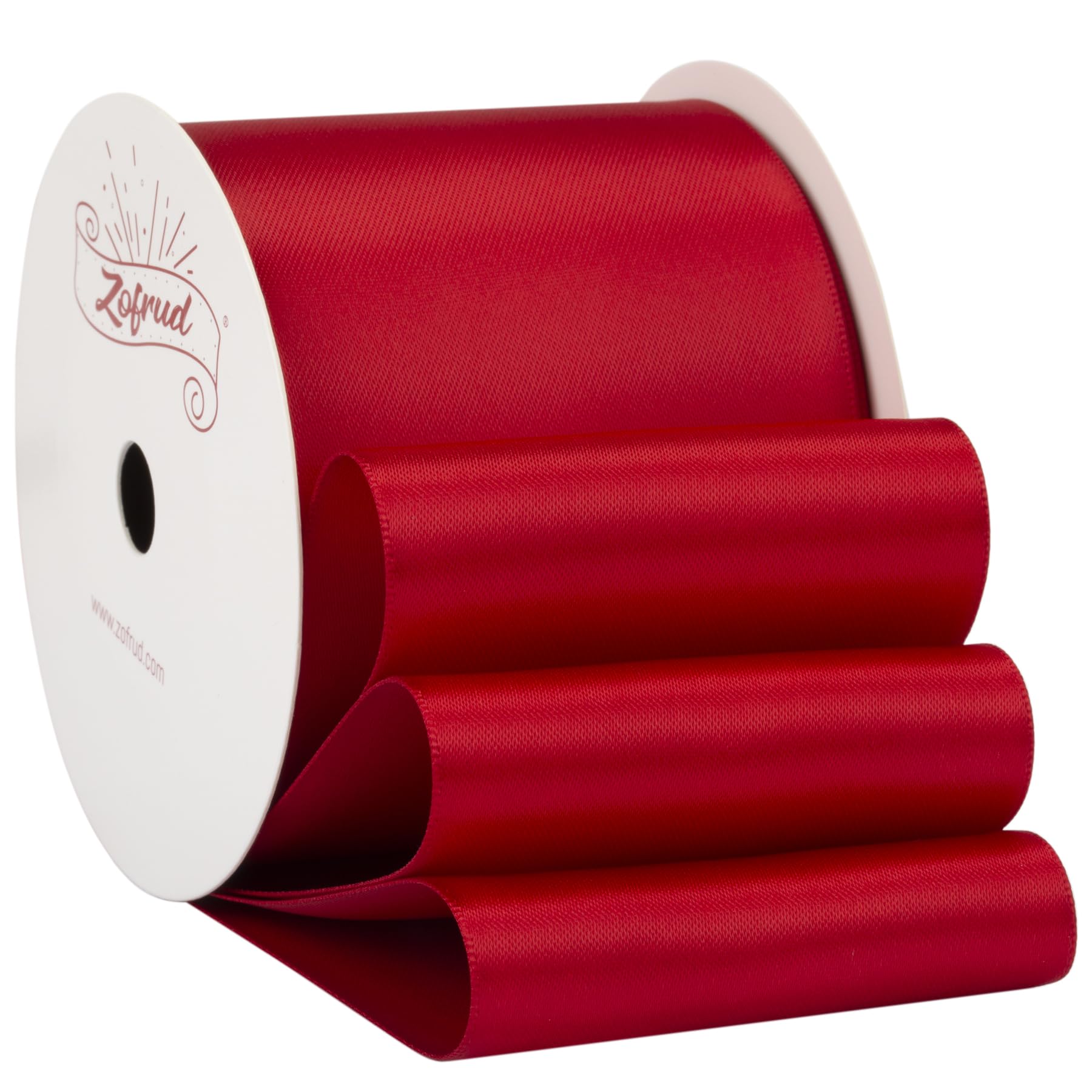 Zofrud Red Satin Ribbon 63mm x 9 Meters - Large Ribbon Ideal for Bows, Gift Wrapping, Flower Bouquet, and Crafts