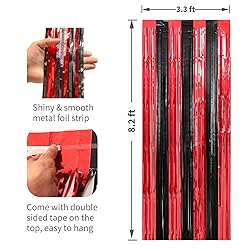 2 Pack Red and Black Foil Fringe Curtains Streamers