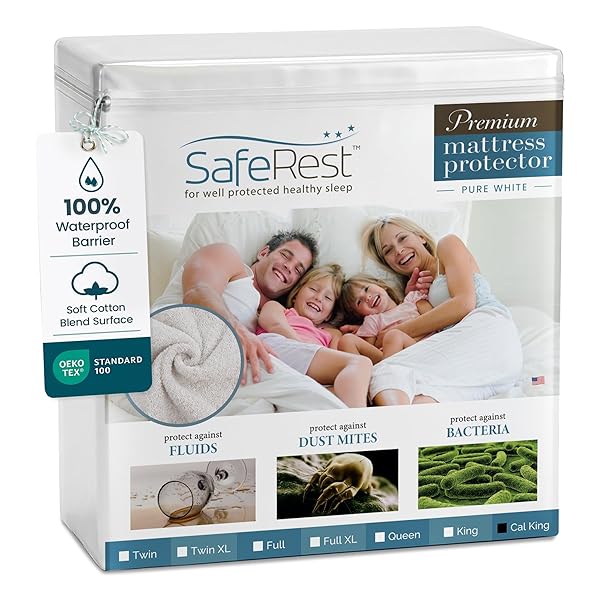 SAFEREST WATERPROOF CALIFORNIA KING SIZE MATTRESS PROTECTOR –...