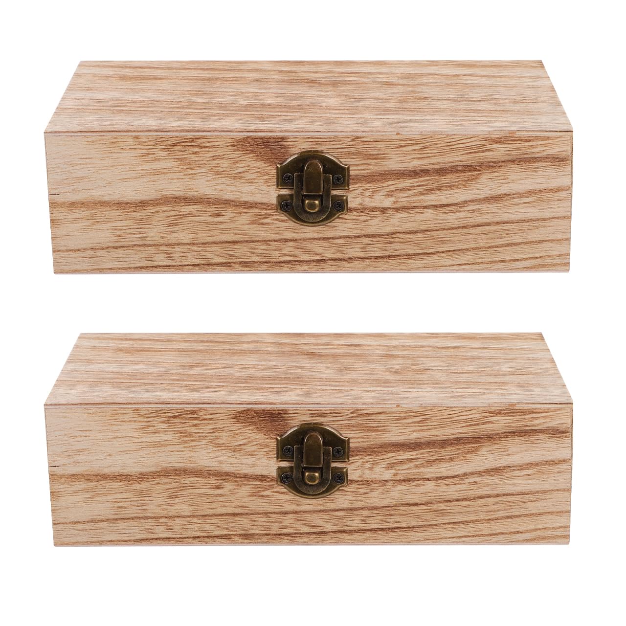 DOITOOL Retro Gift Packing Boxes Set of 2 Creative Oblong Wooden Storage Boxes with Decorative Buckle for Jewelry and Small Items 7.87 X 3.94 X 2.36 Inches
