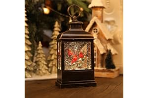 PESTILITE Cardinal Christmas Snow Globe Lantern,Cardinal Decor Light Up 6H Timer Glitter Globe,USB & Battery Operated, Cardinal Gifts for Christmas Decor