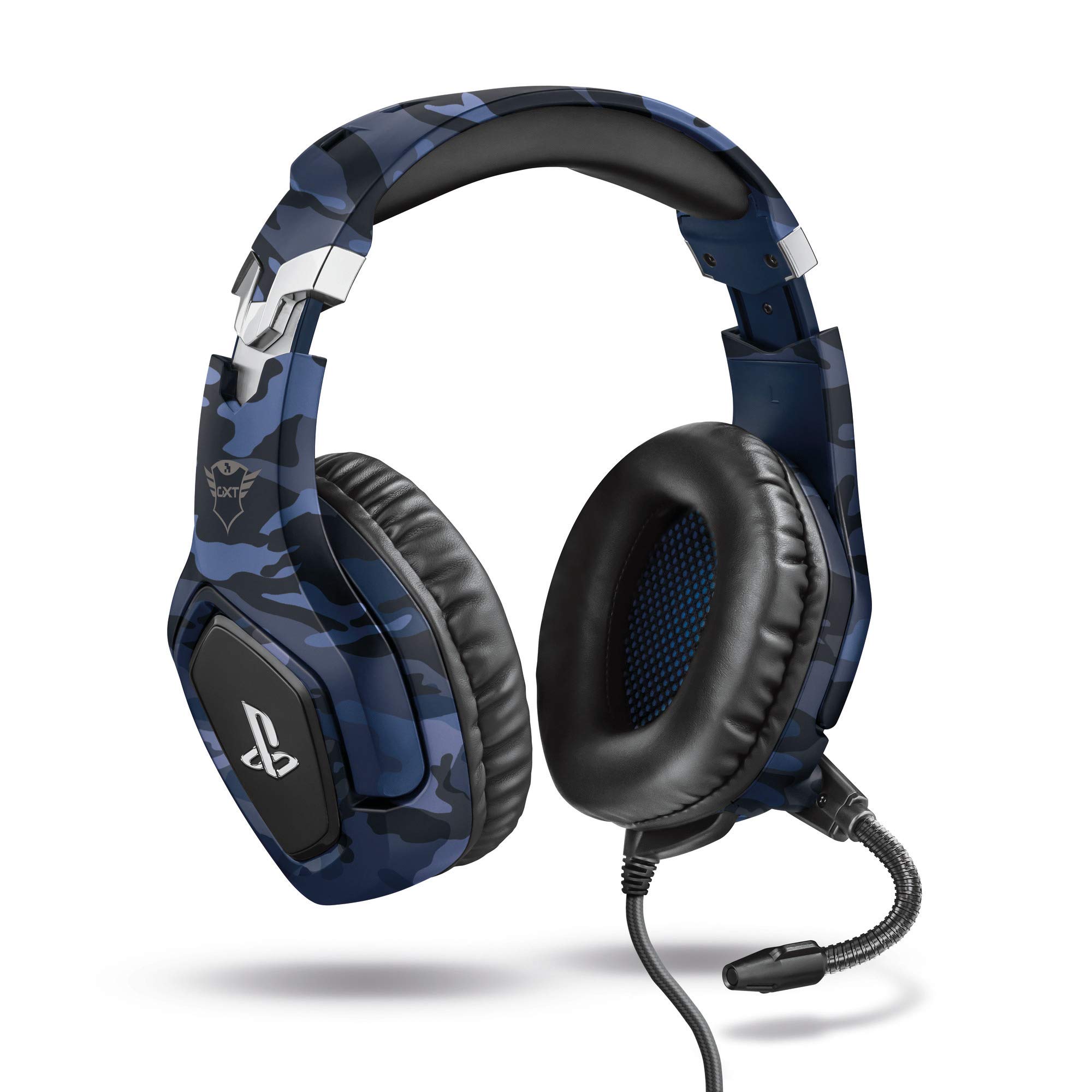 Trust Gaming Casque Gamer PS4 Et PS5 Avec Licence Officielle Pour PlayStation Gxt 488 Forze-B - Avec Microphone Flexible Repliable, Coupure Du Micro Et Réglage Du Volume Sur Fil - Bleu