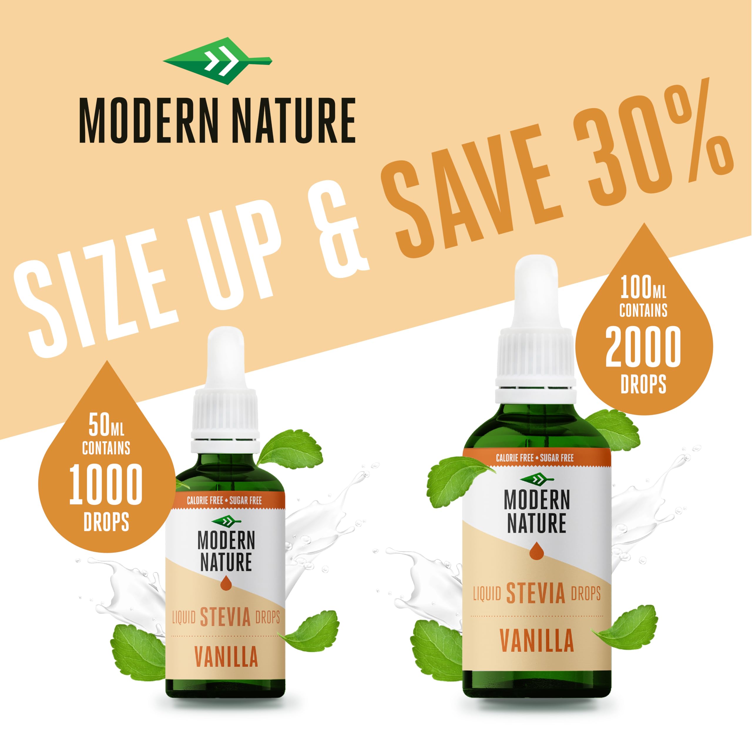 Modern Nature Vanille Stevia Flüssig - Flavour Drops - Stevia Zucker - Stevia Drops Süßstoff - Liquid Aroma Geschmacks Tropfen - Zero Sirup Zuckerfrei Ohne Kalorien Alternative Süßungsmittel 50ml 6