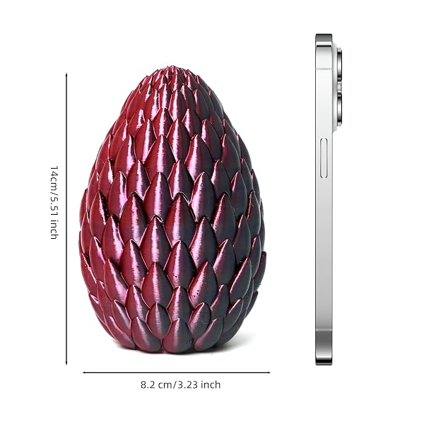 FLAVERY 3D PRINTED DRAGON IN EGG – BLACK MIX RED – SURPRISE EASTER BASKET STUFFERS, EASTER GIFT FOR KIDS&ADULTS, FLEXIBLE WINGED DRAGON INSIDE, FIDGET TOY, BIRTHDAY GIFT, DESK FIGURE DECOR