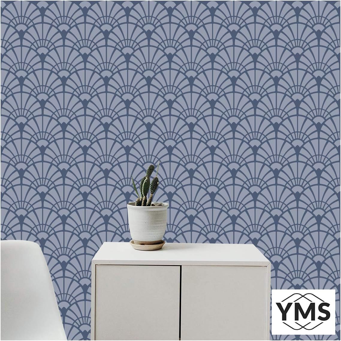 YMS Art Deco Reusable DIY Wall Stencils for Home Wall Decor (PVC, 16-inch X 24-inch)