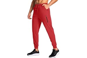 MUZEGE Men's Athletic Joggers Stretch Sweatpants with Zipper Pockets Running Workout Gym Track Golf Pants for Men