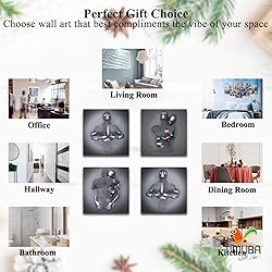 4 Piece Set Bedroom Wall Decor Love Heart Gray 3D